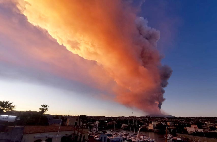 erupcija vulkana etna, sicilija