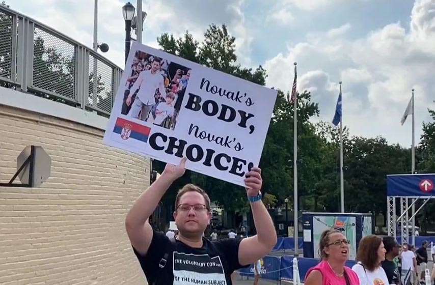 protest, us open, novak djokovic