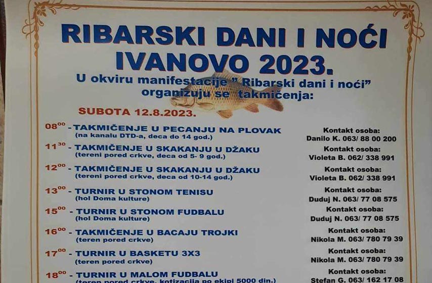 ribarski dani i noci, ivanovo, manifestacija, program