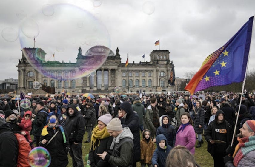 berlin, protest, ekstremna desnica