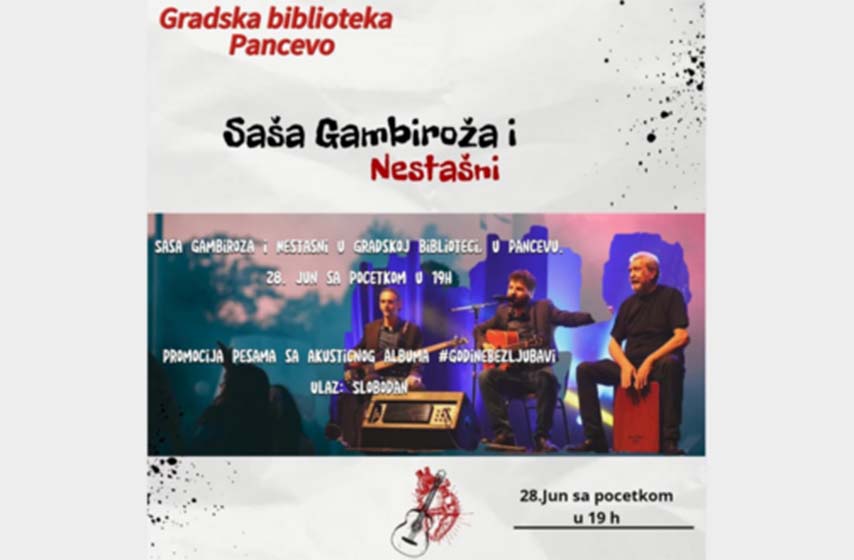 sasa gambiroza, nestasni, promocija pesama, gradska biblioteka, pancevo, k-013
